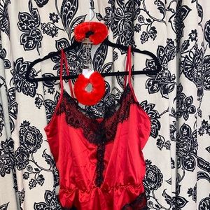 Fashion Nova Satin Teddy Bodysuit